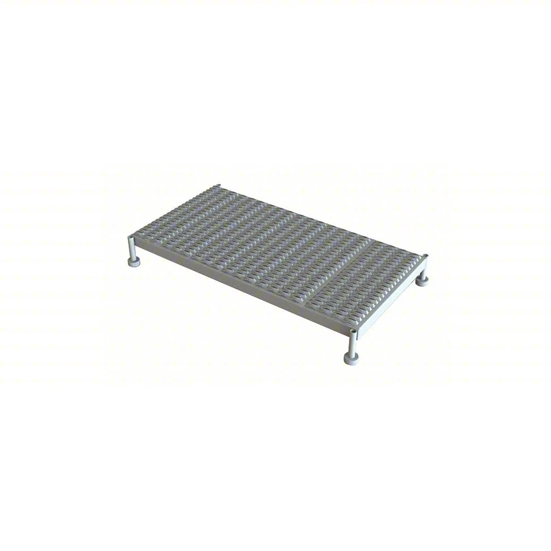 Tri-Arc Welded 1-Step Work Platform, 5–8" adjustable height, 48" deep platform, 48" base, 24" wide steps, 800 lb capacity, serrated tread