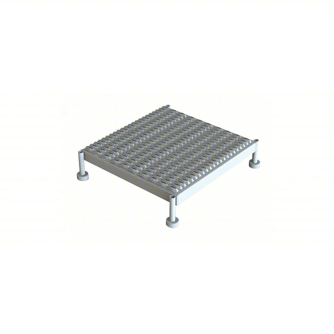 Tri-Arc Welded 1-Step Work Platform, 9–14" adjustable height, 24" deep platform, 24" base, 24" wide steps, 800 lb capacity, serrated tread