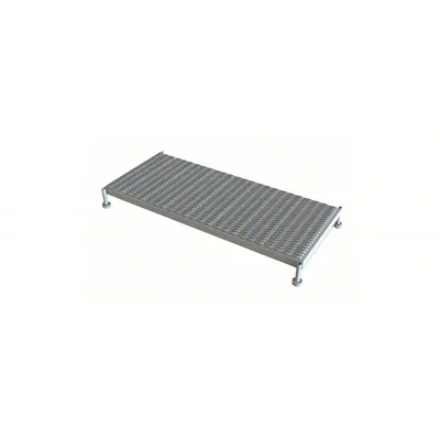 Tri-Arc Welded 1-Step Work Platform, 9–14" adjustable height, 59" deep platform, 59" base, 24" wide steps, 800 lb capacity, serrated tread