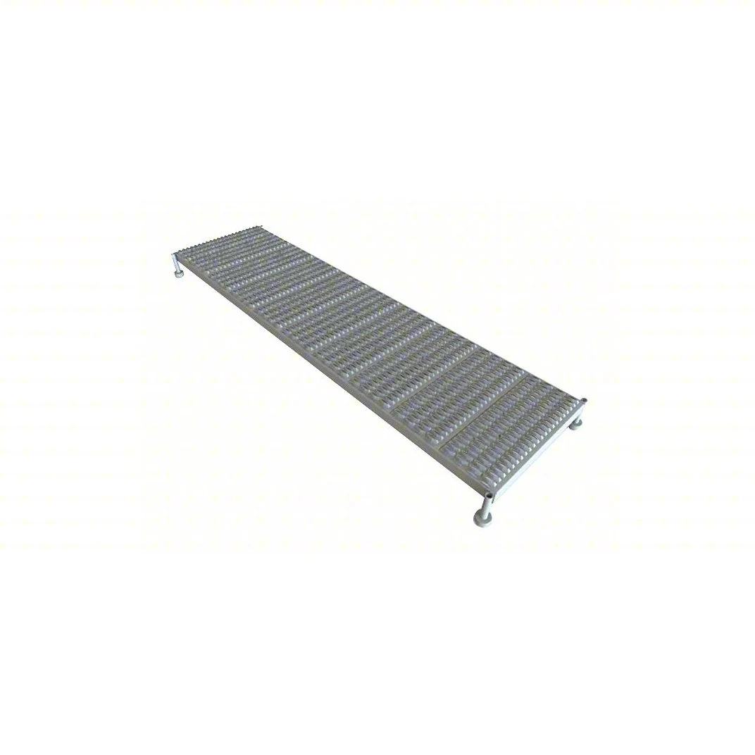 Tri-Arc Welded 1-Step Work Platform, 9–14" adjustable height, 97" deep platform, 97" base, 24" wide steps, 800 lb capacity, serrated tread