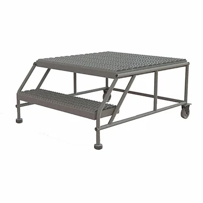 Tri-Arc Welded 2-Step Rolling Ladder, 46" base, 35" top step, 63" wide steps, 36" wide platform, perforated tread