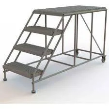 Tri-Arc Welded 4-Step Rolling Ladder, 74" base, 47" top step, 44" wide steps, 24" wide platform, abrasive mat tread