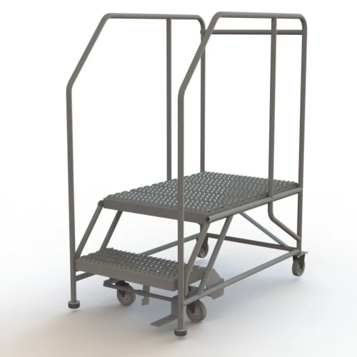 Tri-Arc 2-Step Rolling Ladder, 46" base, 35" top step, 24" wide platform, serrated tread