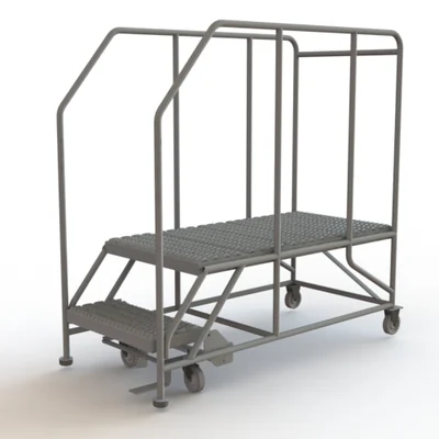 Tri-Arc 2-Step Rolling Ladder, 58" base, 47" top step, 24" wide platform, serrated tread