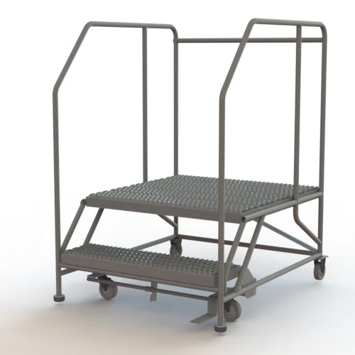 Tri-Arc Welded 2-Step Work Platform, 46" base, 63" wide steps, perforated tread