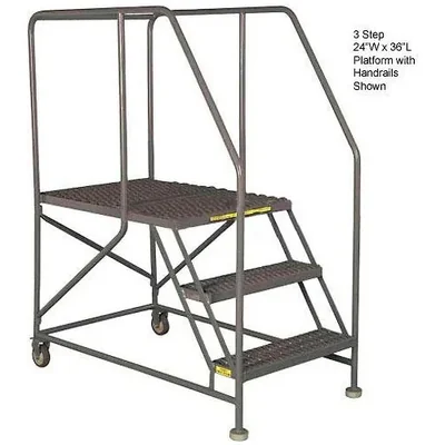 Tri-Arc Welded 4-Step Work Platform, 62" base, 43" wide steps, perforated tread