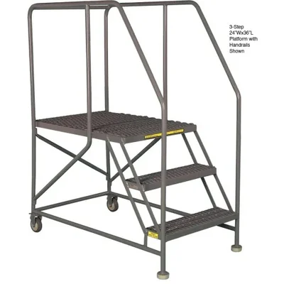 Tri-Arc Welded 4-Step Work Platform, 62" base, 63" wide steps, perforated tread