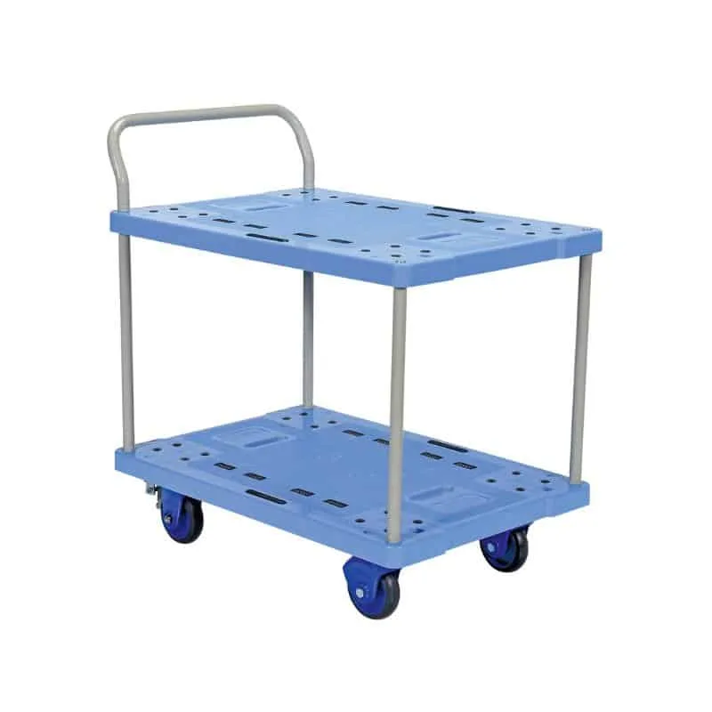 Vestil TRP-2334-2-FB Plastic Truck Double Deck with Floor Brake