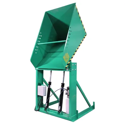 Valley Craft Green Box Dumper, 460V 6,000 lb. 60 Dump Height, 51 x 48 Chute Front Side View