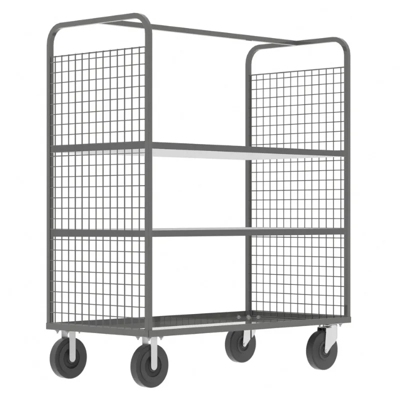 Valley Craft Gray Cage Cart 2-Sided (2) Adjustable Shelf 57x30x68 1,600 lbs.