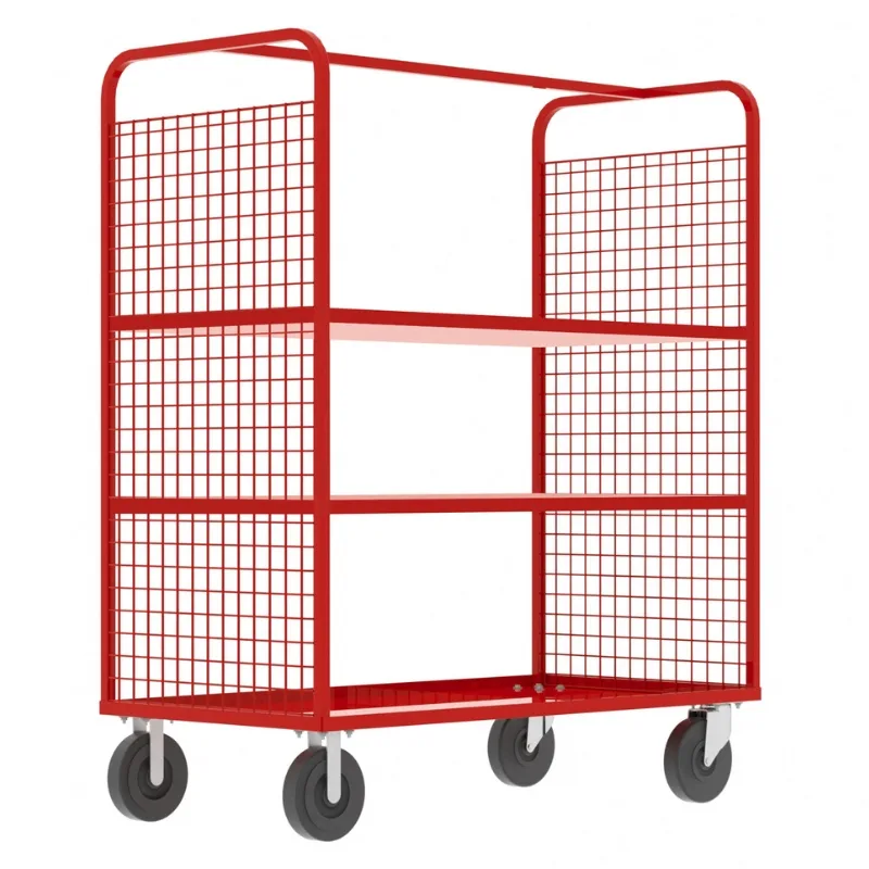 Valley Craft Red Cage Cart 2-Sided (2) Adjustable Shelf 57x30x68 1,600 lbs.