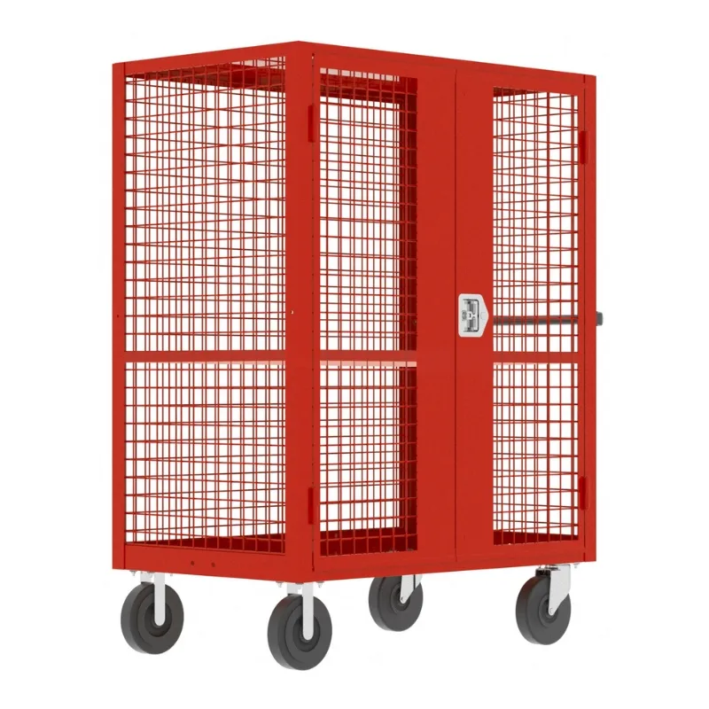 Valley Craft Red Security Cart (1) Adjustable Shelf 48x30x66 2,000 lbs. Front View