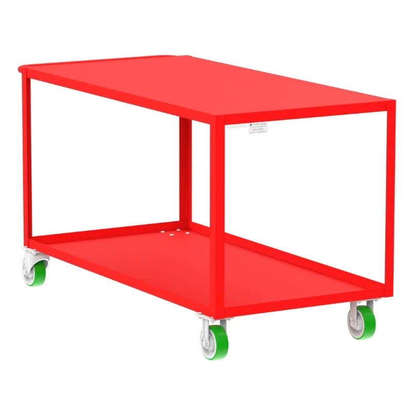 Valley Craft Red 2-Shelf Flat Top Utility Cart, 60x30x36 2,000 lbs.