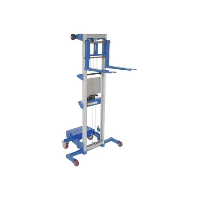Vestil A-LIFT-CB pallet stacker shown from an alternate angle