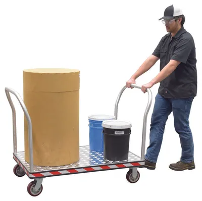 Vestil ATP-C-3048-2HDL Aluminum Heavy Duty Dual Handle Tread Plate Platform Truck 4