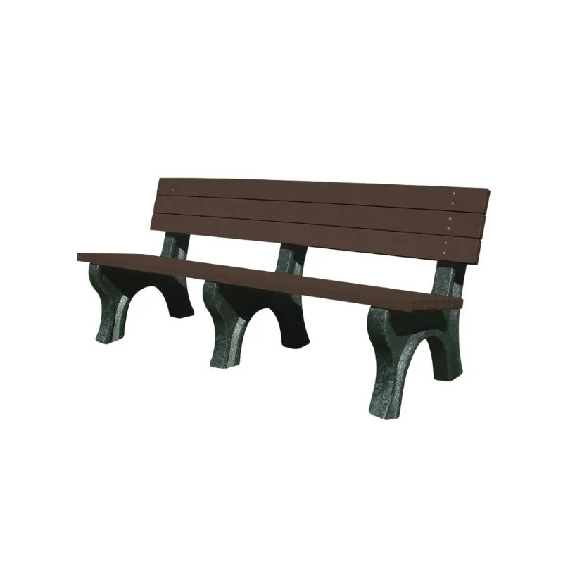 Vestil BEN-PDB2-72-BKBN Recycled Plastic Deluxe Backed Bench