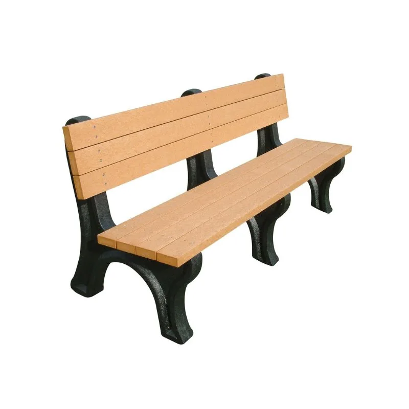 Vestil BEN-PDB2-72-BKCD Recycled Plastic Deluxe Backed Bench
