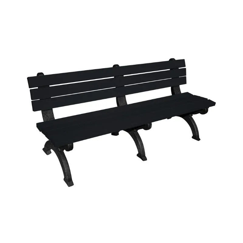 Vestil BEN-PMQB-72-BKBK Recycled Plastic Monarque Backed Bench