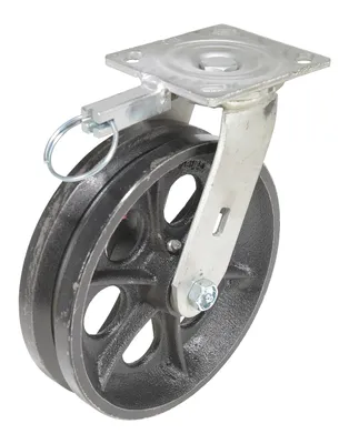 Vestil CST-CI-VG-8X2-S-4L Ductile Steel V-Groove Swivel