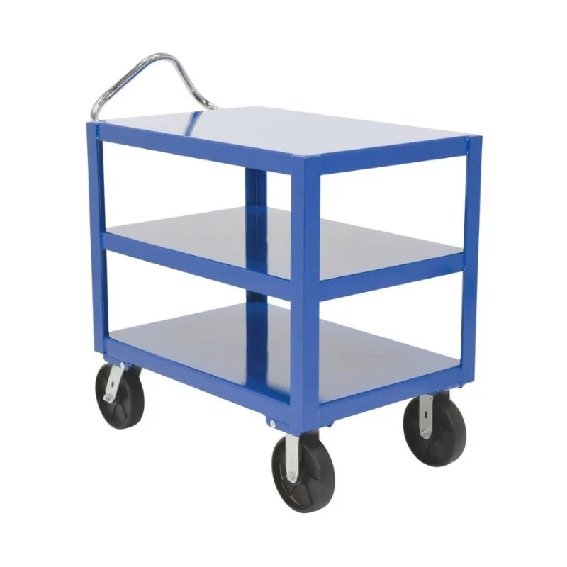 Vestil DH-PH4-2472-3 Heavy Duty 3 Shelf Ergo Handle Cart with GFN Casters