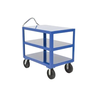Vestil DH-PH4-3460-3 Steel Platform Heavy Duty 3 Shelf Ergo Handle Cart with GFN Casters