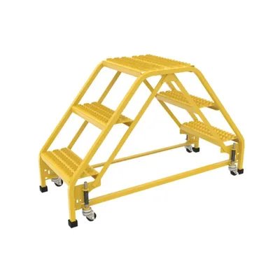Vestil LAD-DD-P-18-3-G Steel Double Sided Step Ladder 3 Grip Strut