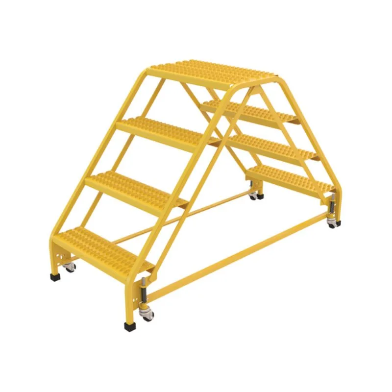 Vestil LAD-DD-P-26-4-G Steel Double Sided Step Ladder 4 Grip Strut