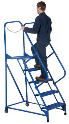 Vestil LAD-MM-5-G rolling ladder shown from an alternate angle