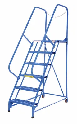 Vestil LAD-MM-6-G rolling ladder shown from an alternate angle