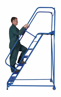 Vestil LAD-MM-7-P rolling ladder shown from an alternate angle