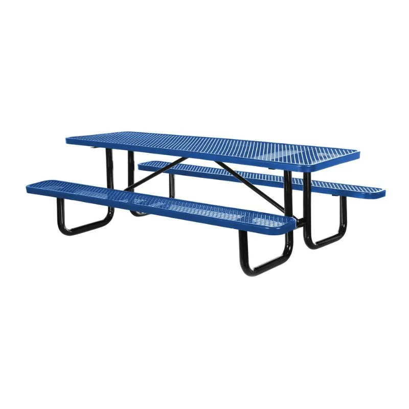 Vestil PT-MX-3072-BL Steel Picnic Table Expanded Metal Rectangle Top