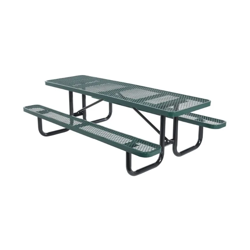 Vestil PT-MX-3096-GN Steel Picnic Table Expanded Metal Rectangle Top