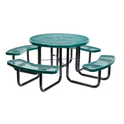 Vestil PT-MX-RT-46-GN Steel Picnic Table Expanded Metal Round Top