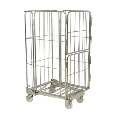 Vestil ROL-95 Galvanized Steel Foldable/Nestable Roller Container 1 Shelf