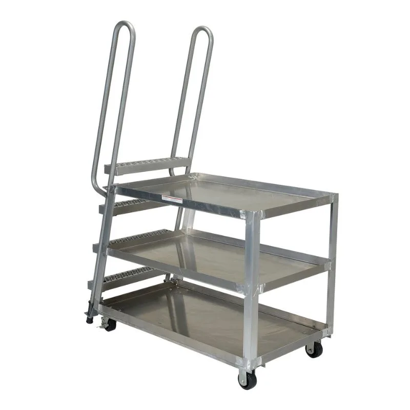 Vestil SPA-HD-2852 Aluminum High Duty Stock Picker Truck with Steel Ladder