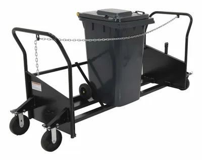 Vestil TH-CART-64 trash can shown from an alternate angle