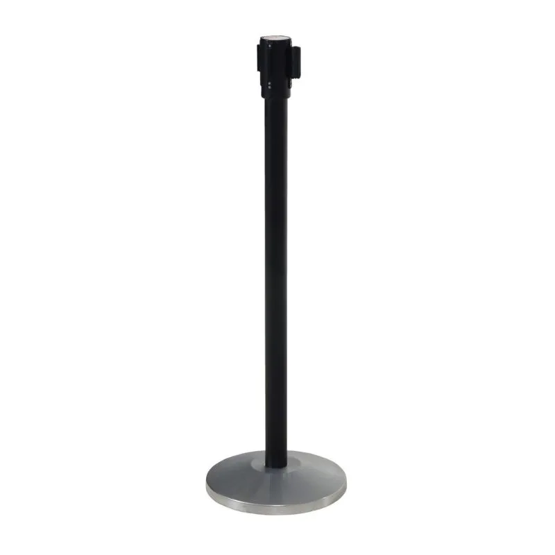 Vestil WEB-P Steel Post Indoor Personnel Guidance Barrier 6 Ft. Barrier Tape Black