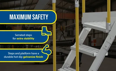 Vestil Aluminum Crossover Ladder 3 Step 36 x 29-1/8 In. Platform 500 Lb. Capacity Silver - product feature image