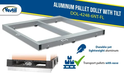 Vestil Aluminum Pallet Dolly With Tilt & Floor Lock 42 In. x 48 In. 4,000 Lb. Capacity Silver - product feature image