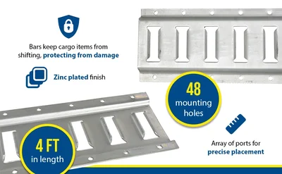 Vestil E-TRK-4-ZN-4PK Steel Zinc Plated E-Track - product feature image