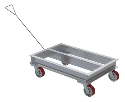 Vestil Aluminum Channel Dolly with Handle 24 In. x 36 In. Deck with Poly-On-Steel Casters 2,000 Lb. Capacity Silver