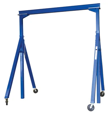 Vestil Steel Adjustable Height Gantry Crane with Glass Filled Nylon Casters 15 Ft.Wide x 7 Ft. Max Usable Height 2,000 Lb. Capacity Blue