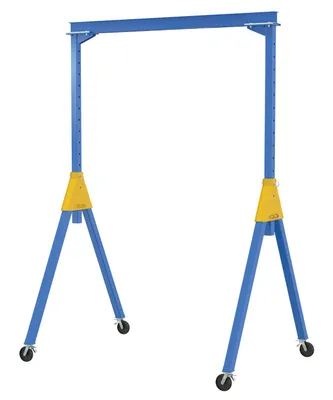 Vestil Steel Knock-Down Adjustable Height Gantry Crane with Total Locking Glass Filled Nylon Casters 20 Ft. Wide x 12 Ft. Max Usable Height 4,000 Lb. Capacity Blue