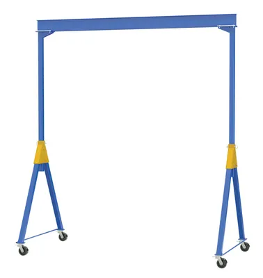 Vestil Steel Knock-Down Adjustable Height Gantry Crane with Total Locking Phenolic Casters 15 Ft. Wide x 7 Ft. Max Usable Height 6,000 Lb. Capacity Blue