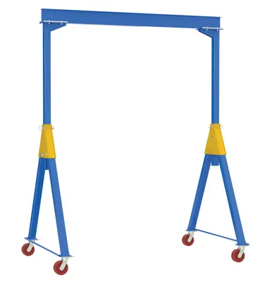 Vestil Steel Knock-Down Adjustable Height Gantry Crane with V-Groove Ductile Steel Casters 15 Ft. Wide x 7 Ft. Max Usable Height 8,000 Lb. Capacity Blue
