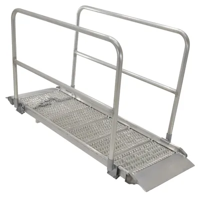 Vestil Aluminum Grip-Strut Walk Ramps with Handrails 143-3/4 In. x 39-3/8 In. 1900 Lb. Capacity Silver