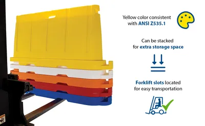 Vestil BCD-7636-YL stackable poly barricade feature highlights
