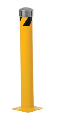 Vestil Steel Pipe Bollard with Removable Bolt-On Steel Cap and Slots 24 In. x 4-1/2 In. Yellow