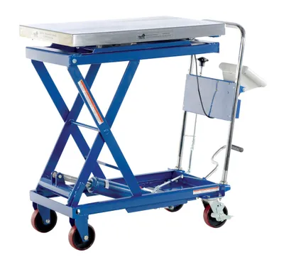 Vestil CART-500-SCL scissor carts with built-in scale shown from an alternate angle