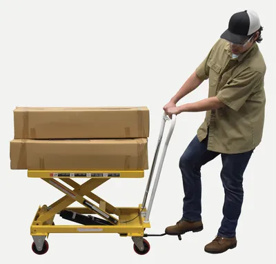 Vestil CART-550-AS auto-shift hydraulic elevating cart shown from an alternate angle